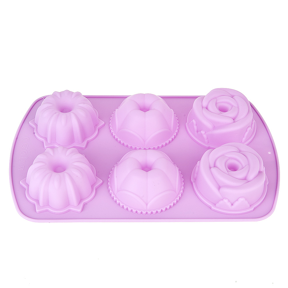 Форма силиконовая  6 ячеек "Цветочный микс" 7х7х3,5см/ 27х17х3,5см