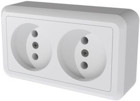 Розетка ОПТИМА  ОУ 2 мест. 10 А бел. изол. пластина, АБС-пластик РА10-373