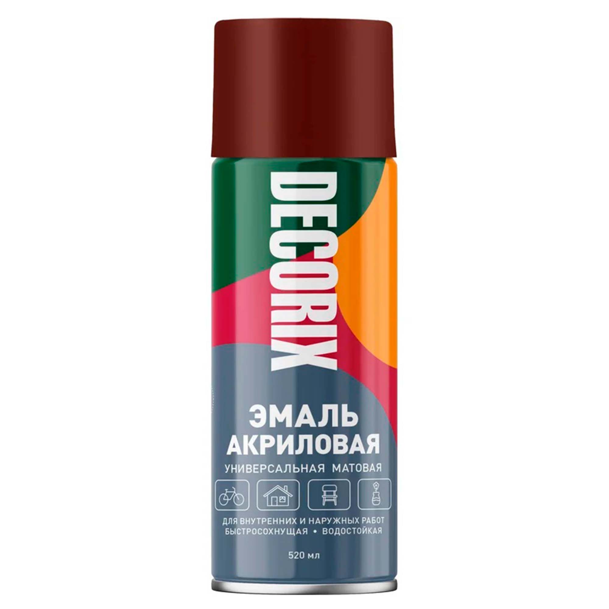 Эмаль аэроз. 520 универсальная DECORIX, коричневый матовый