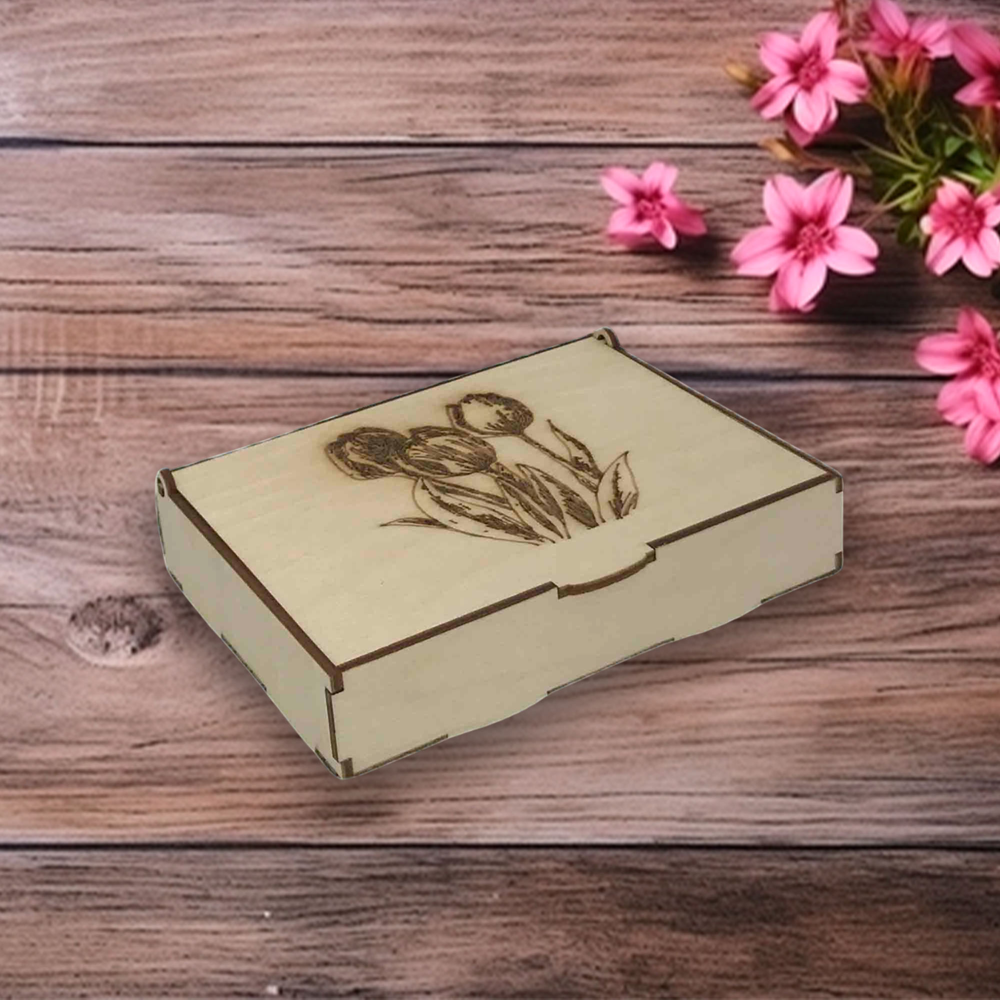 Шкатулка декоративная 16х12,5х4см ДомВуд Тюльпаны Экошпон Ф113/Д113