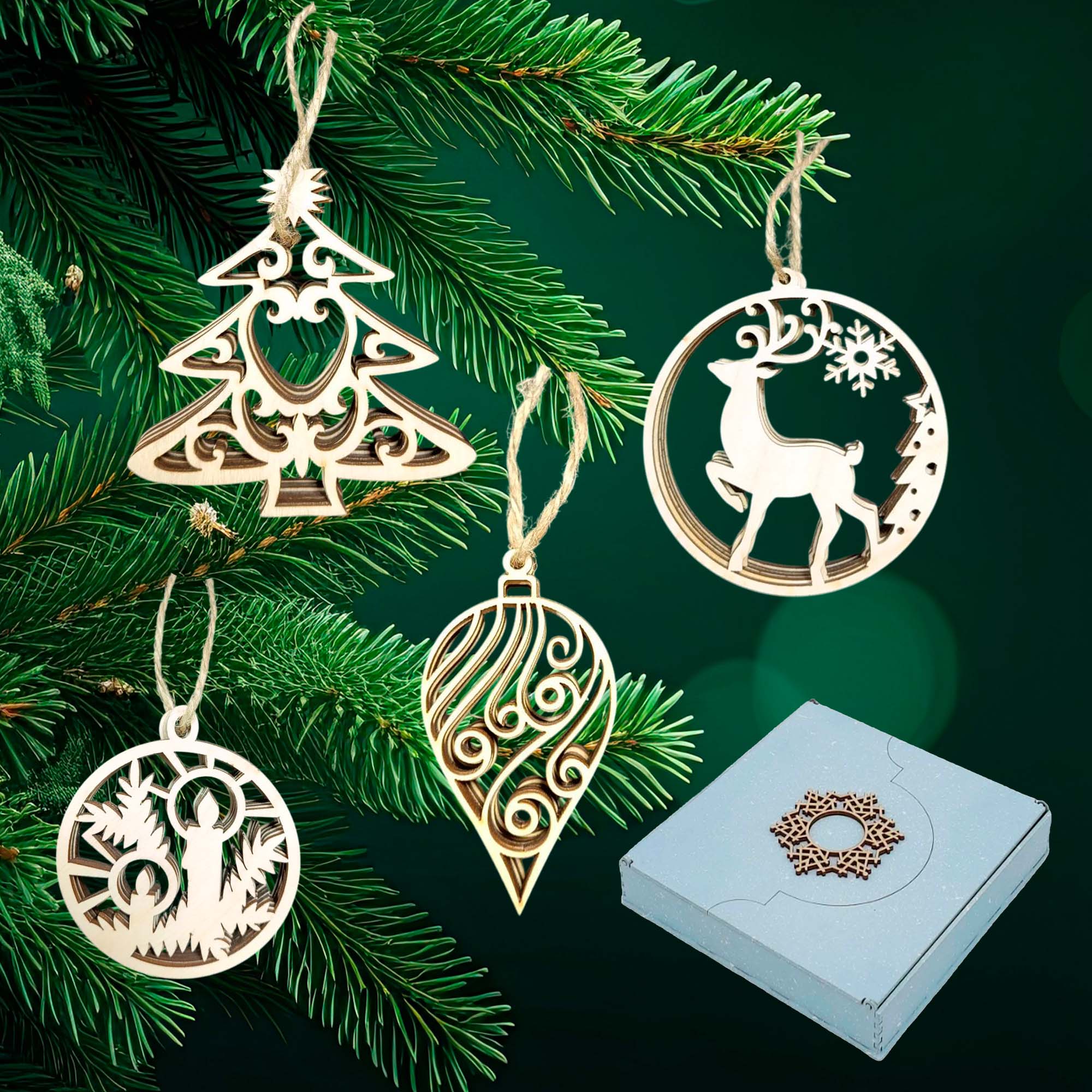 Набор НГ ДомВуд (Коробка 21х21х3,8см Снежинка + Украшение на ёлку 25шт) Н171/Д171 Набор НГ ДомВуд (Коробка 21х21х3,8см Снежинка + Украшение на ёлку 25шт) Н171/Д171