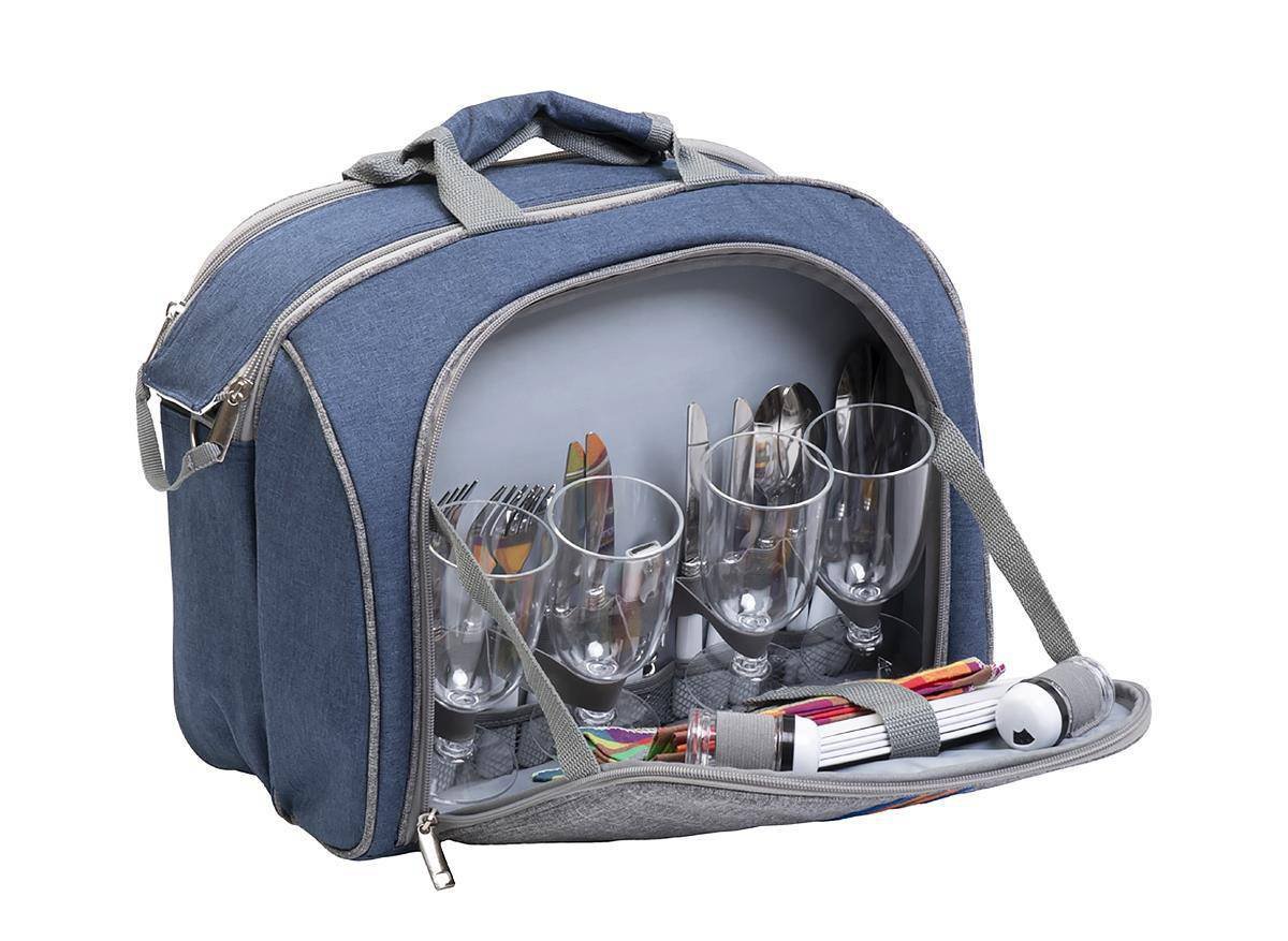 Набор для пикника на 4 персоны синий/серый (HS-425S-(4)BG) Helios