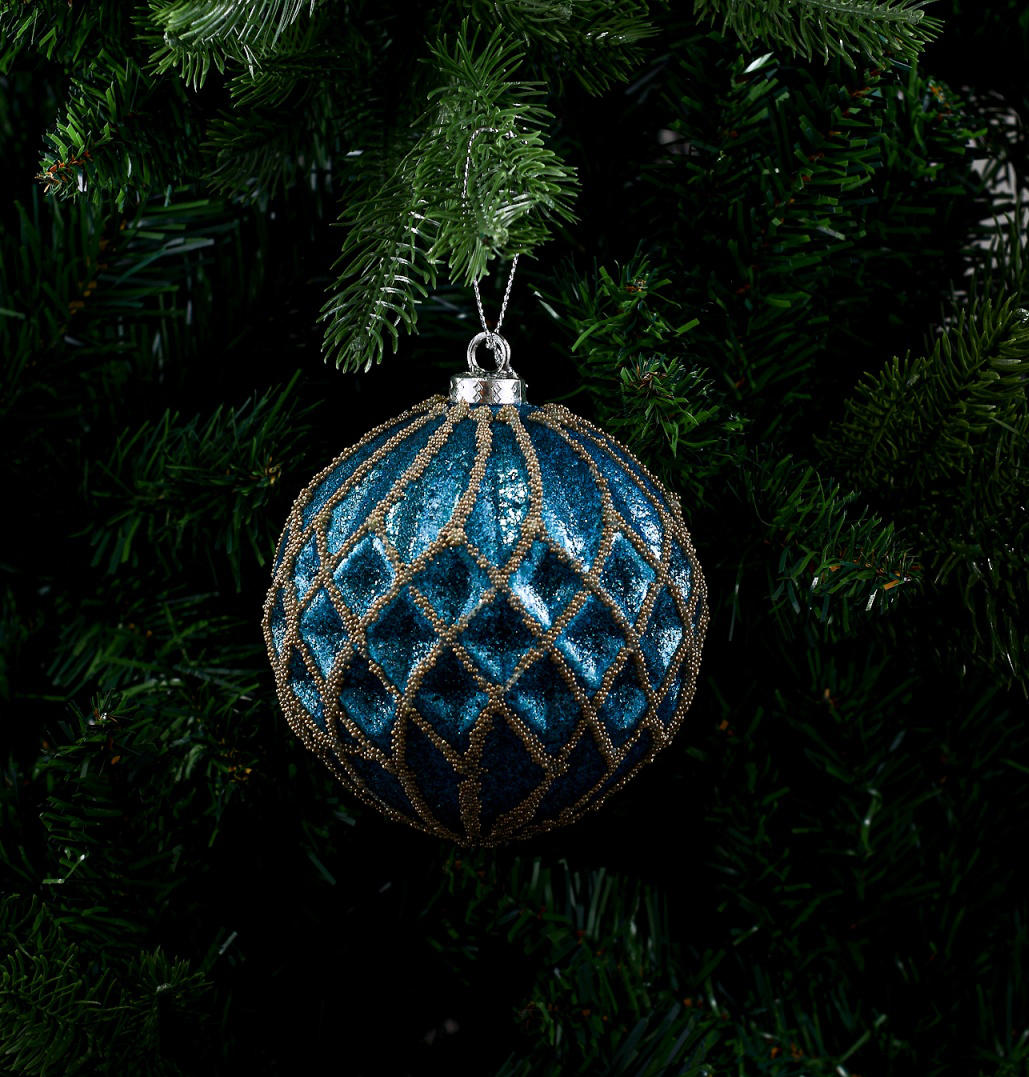 Набор новогодних шаров синих  из 2шт