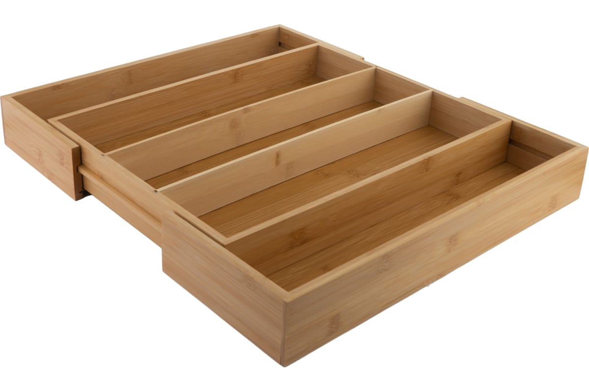 Лоток для столовых приборов 34,5-50,8х44,5х6см  раздвижной, бамбук