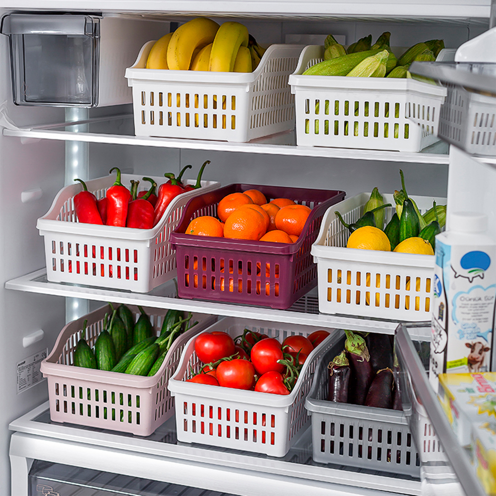 Корзинка для продуктов в холодильник белая