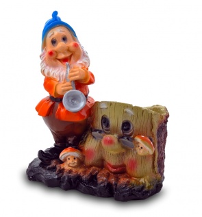 Фигурка садовая Кашпо" Гном у пенька" 15х 21см малый