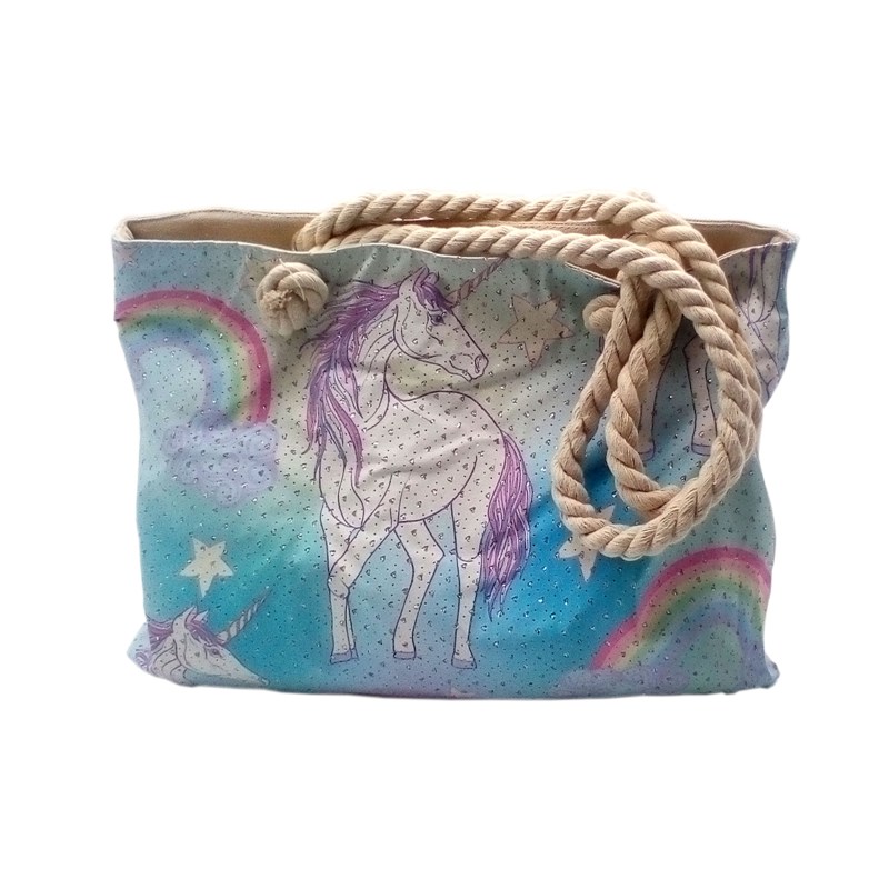 Сумка пляжная на молнии  48х34см РД39914 Единорог