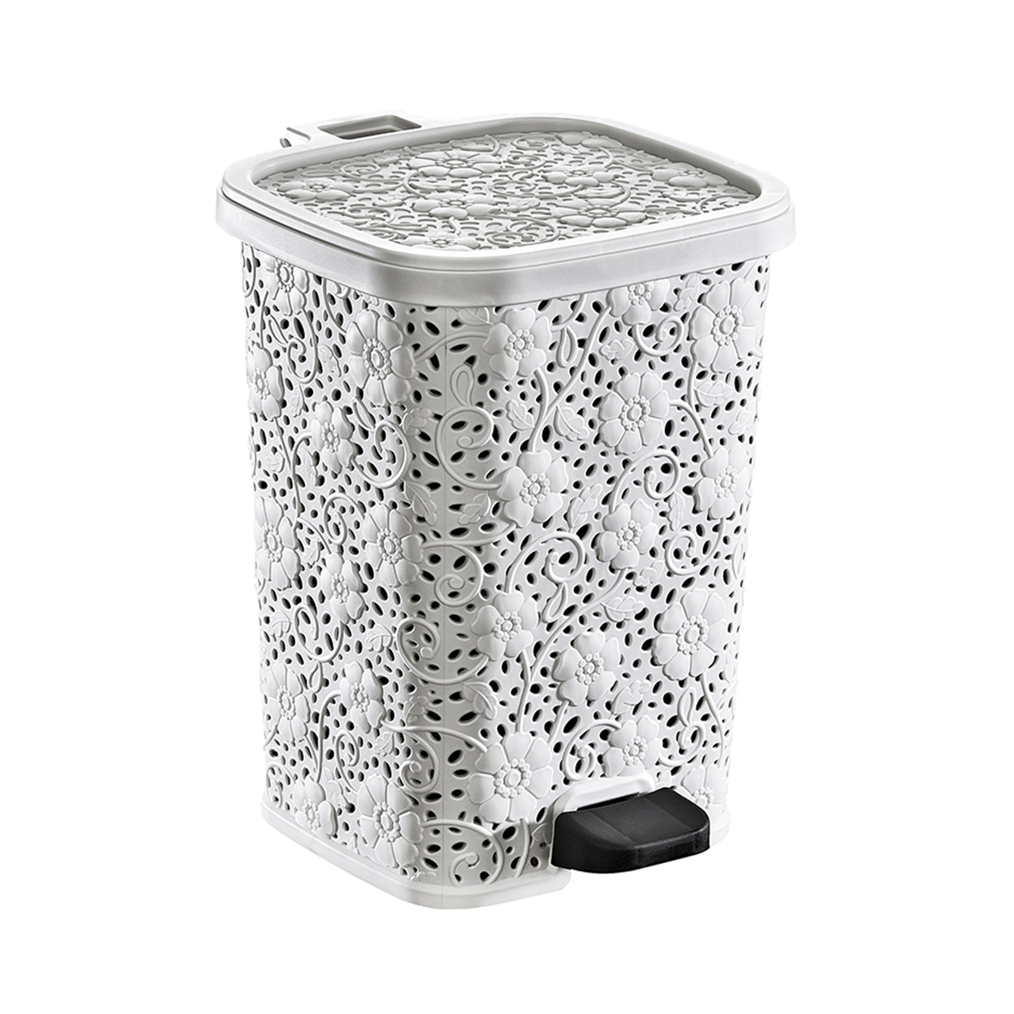 Ведро мусорное 6л с педалью АЖУРНОЕ белое 
