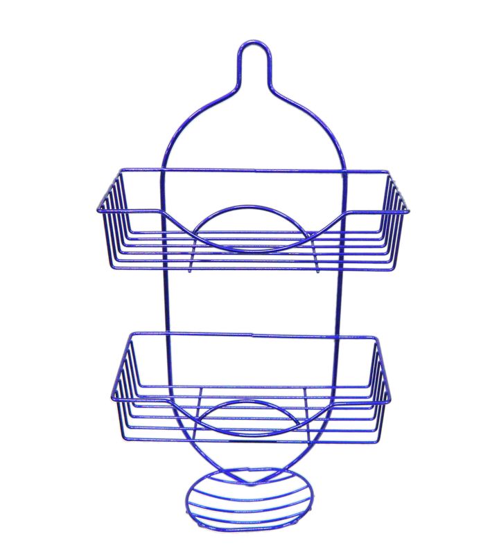 Полка прямая 2 ярусная 50х25х12см с мыльницей фиолетовая JC-4454/Е-0019