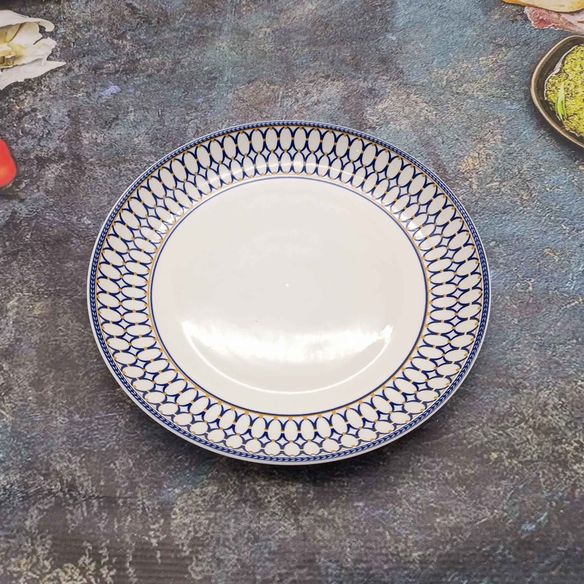 Тарелка 250мм, круглая, цветная РД84946 синий узор