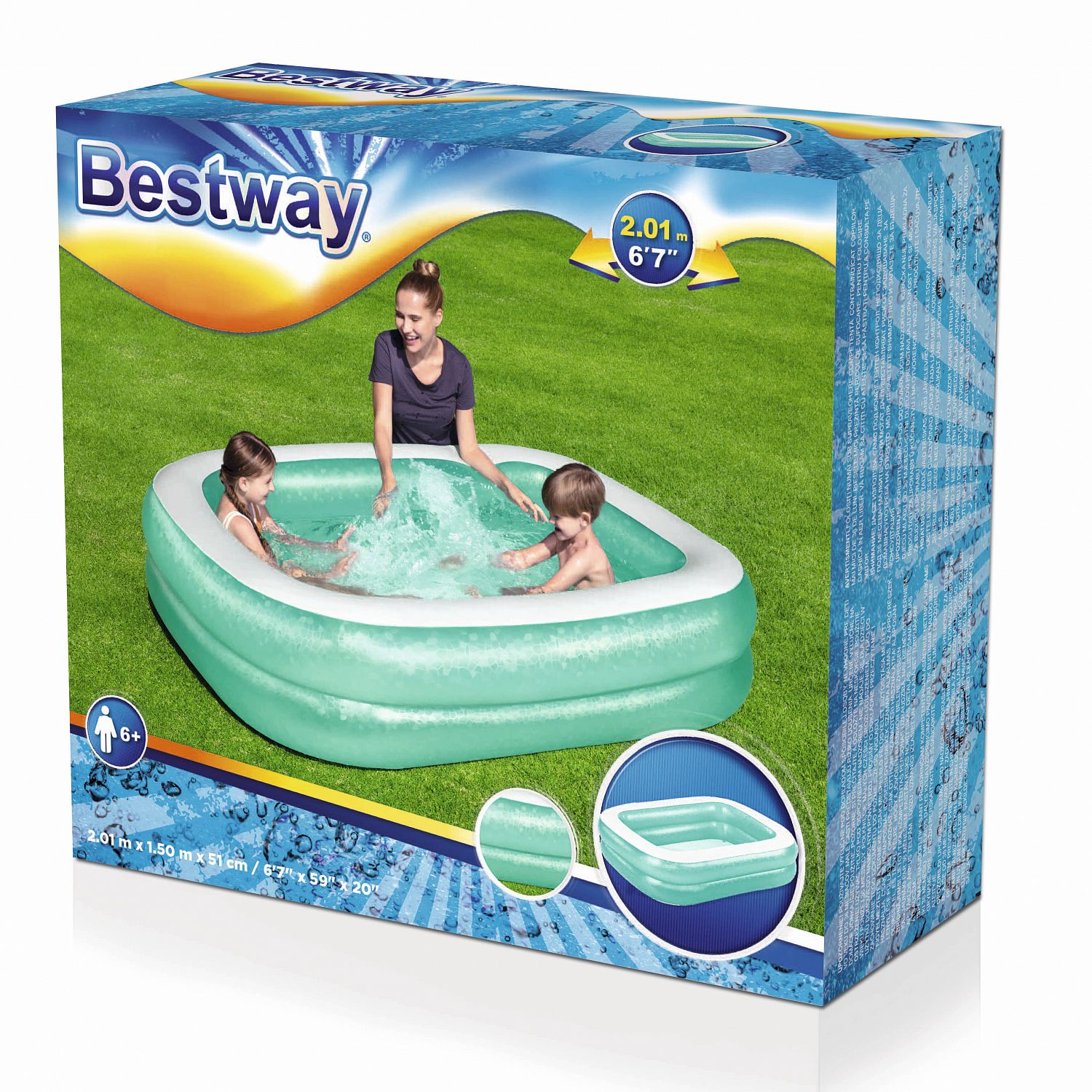 Бассейн детский надувной Bestway 201х150х51см, 450л, от 6 лет, уп.3