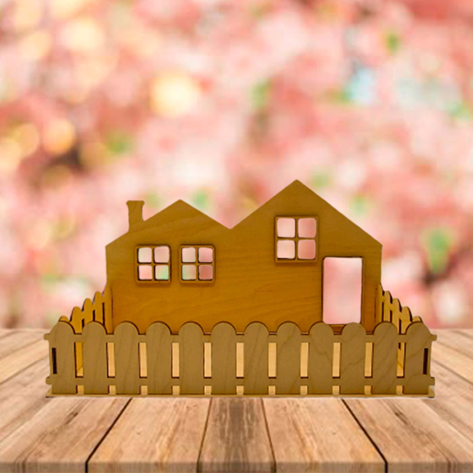 Кашпо 27*12*22см ДомВуд Домик с забором Экошпон Ф249