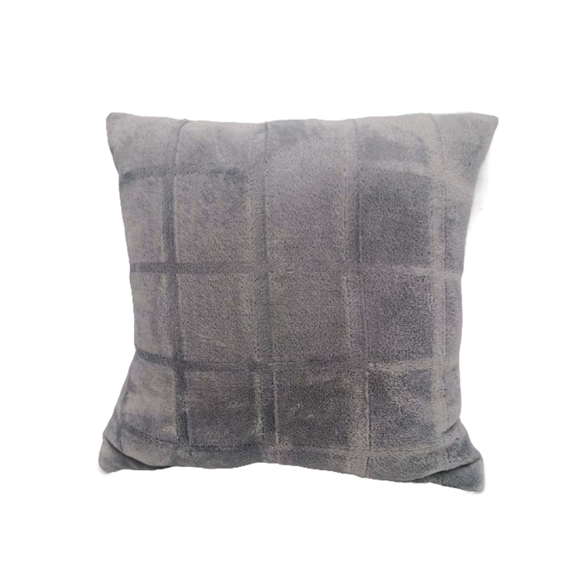 Подушка 40х40 ДомВелл фланель-холофайбер Клетка серая