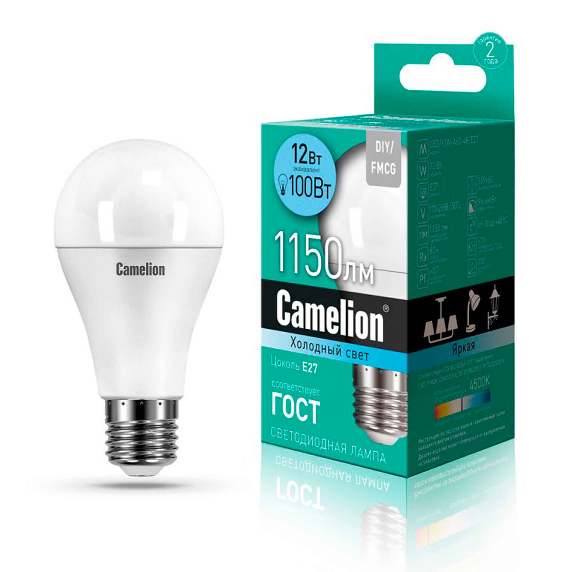 Лампа светодиодная Camelion LED/12W-A60-4K/E27 12Вт 220В