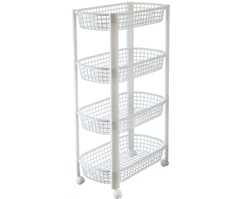 Полка для овощей 4 секции на колесах Белый