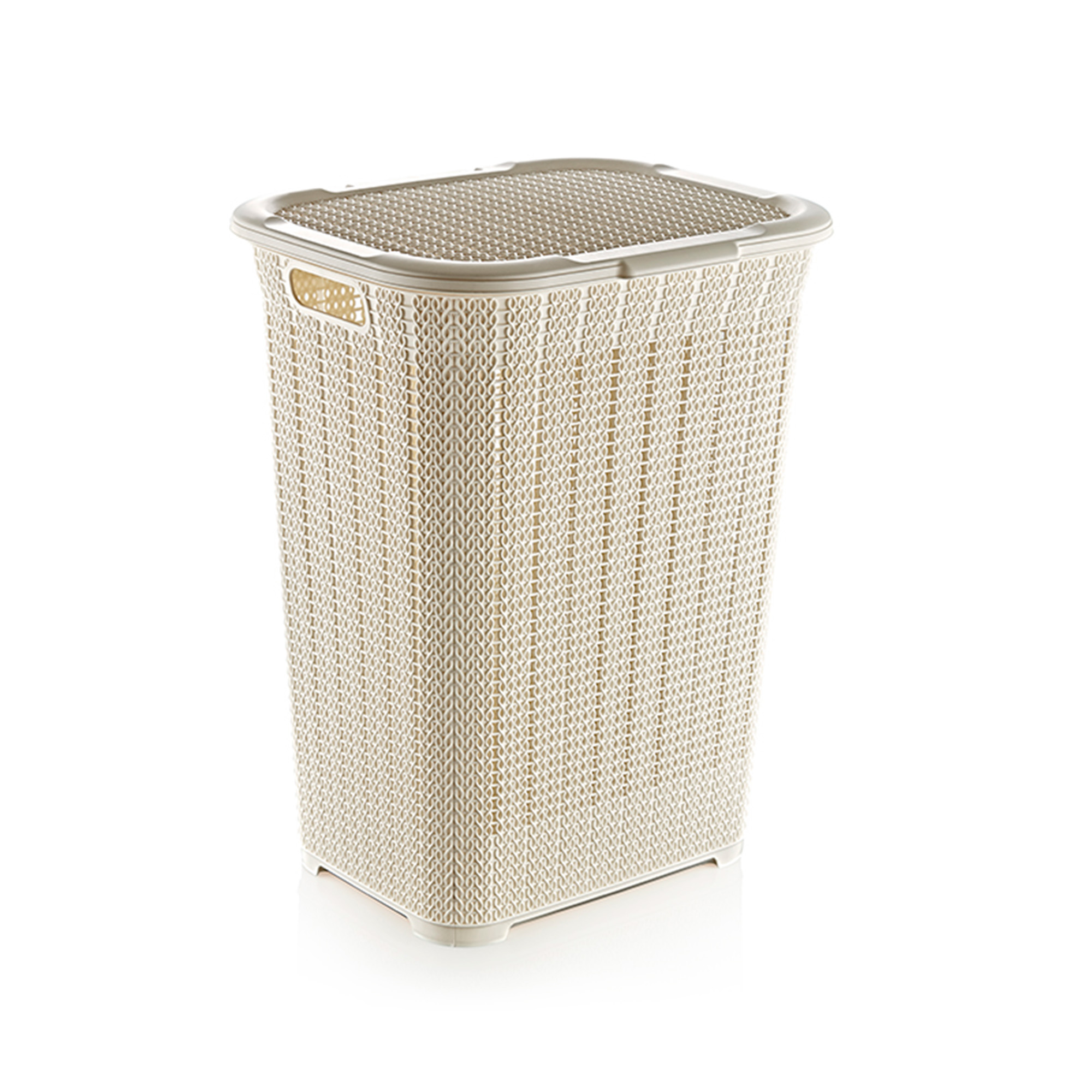 Корзина для белья 50л Вязанный узор крем 