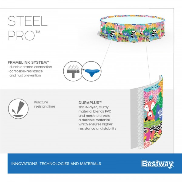 Бассейн каркасный 274х66см Steel Pro,3221л, Bestway