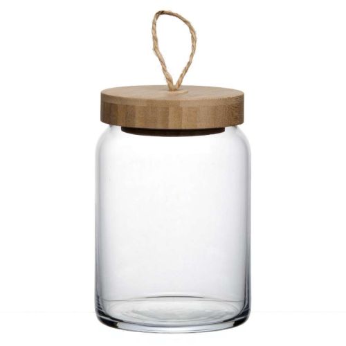 Банка 0,86л с крышкой из бамбука Woody 43583 SL/St