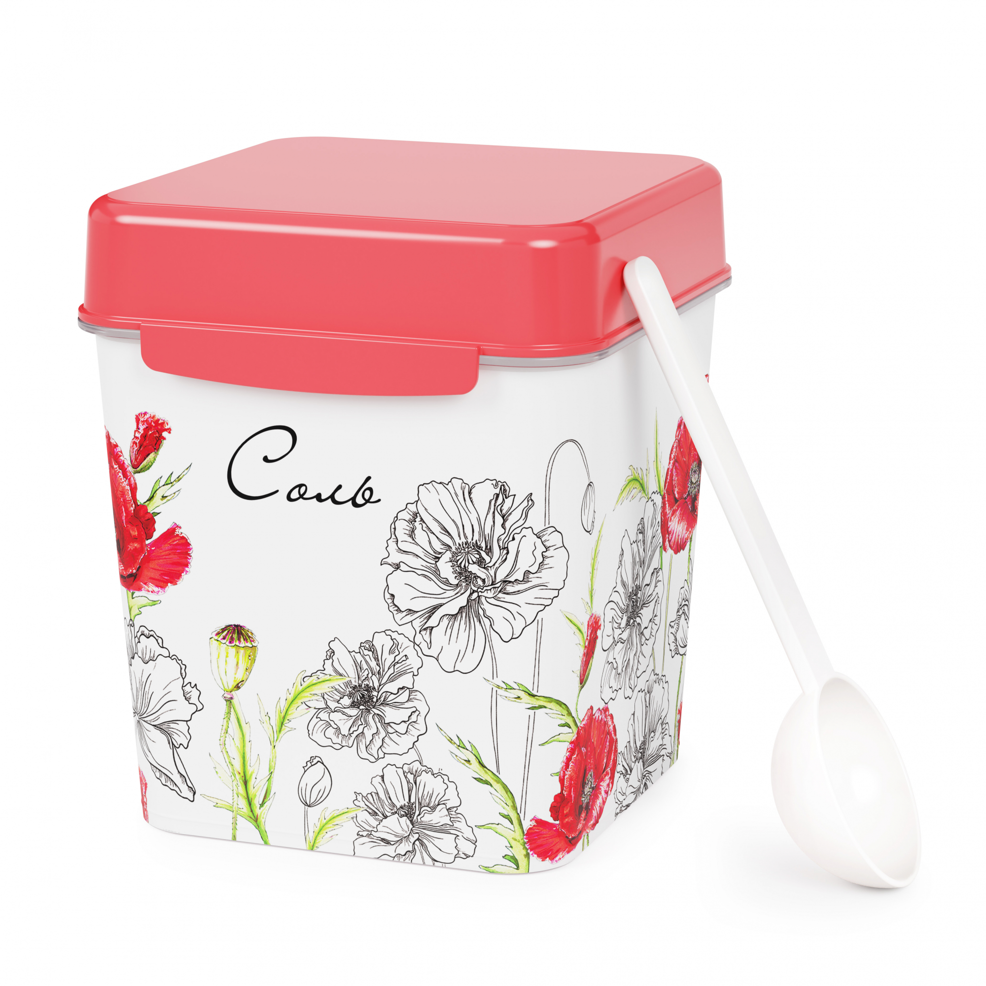 Банка 1,2л "Маки" соль с ложкой 