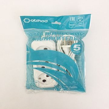 Удлинитель сетевой Jett (Obihod) ШВВП 3 роз. 5 м 6А белый РС-3 150-505