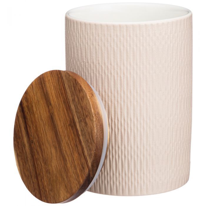 Банка с деревянной крышкой BRONCO "CROCUS" 16х11см бежевая