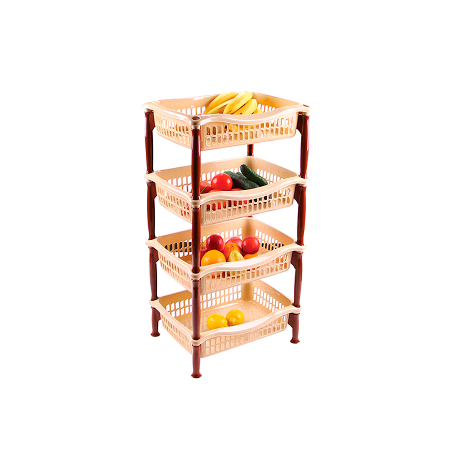 Этажерка прямоугольная 4х секционная молочный 