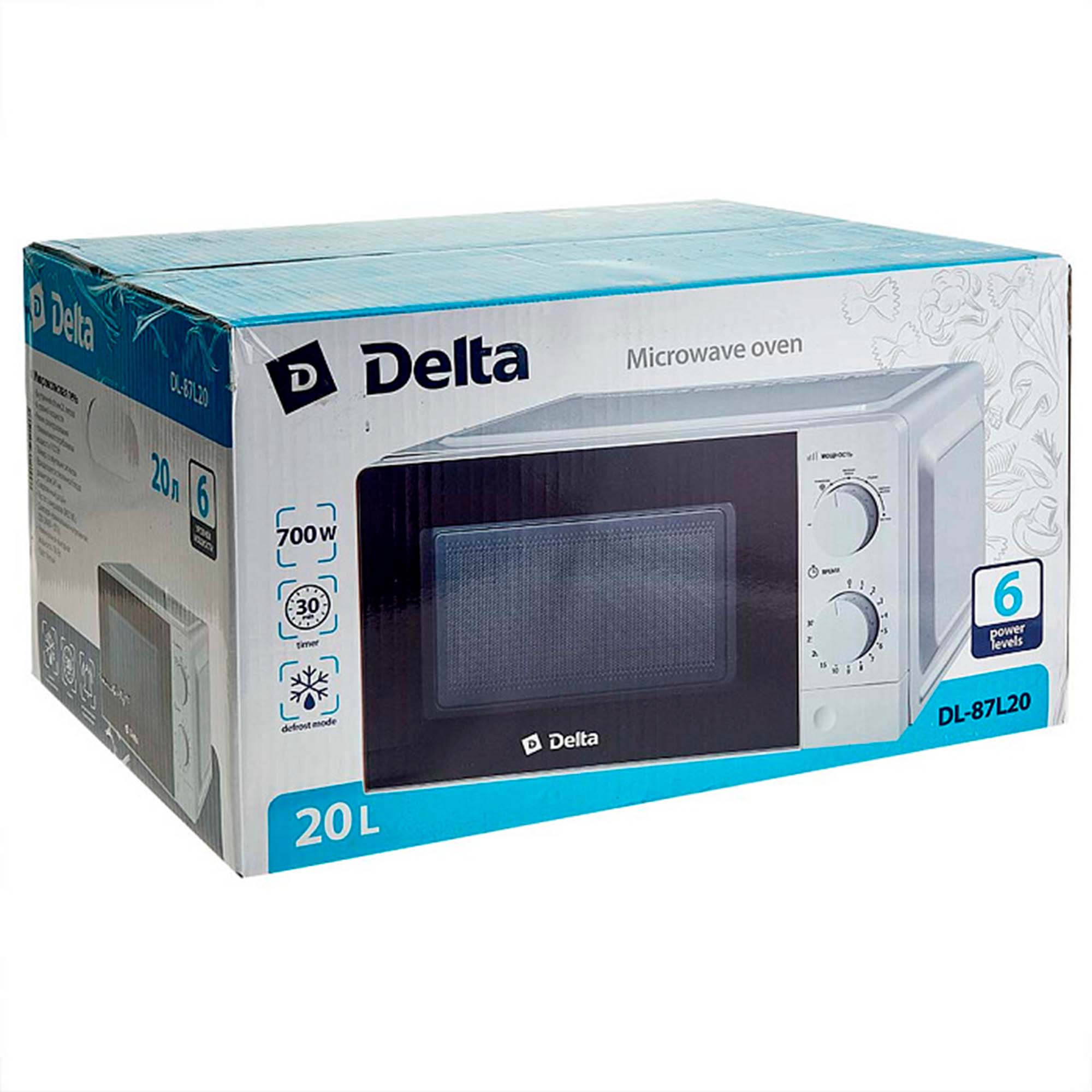 Печь микроволновая DELTA DL-87L20  белый: 700 Вт,20л