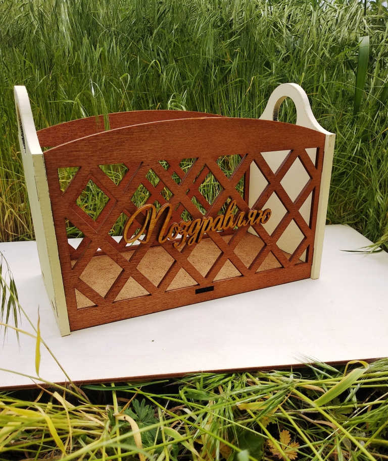 Корзинка декоративная с топпером 12*21,8*15,6см ДомВуд Экошпон Ф83/Д83