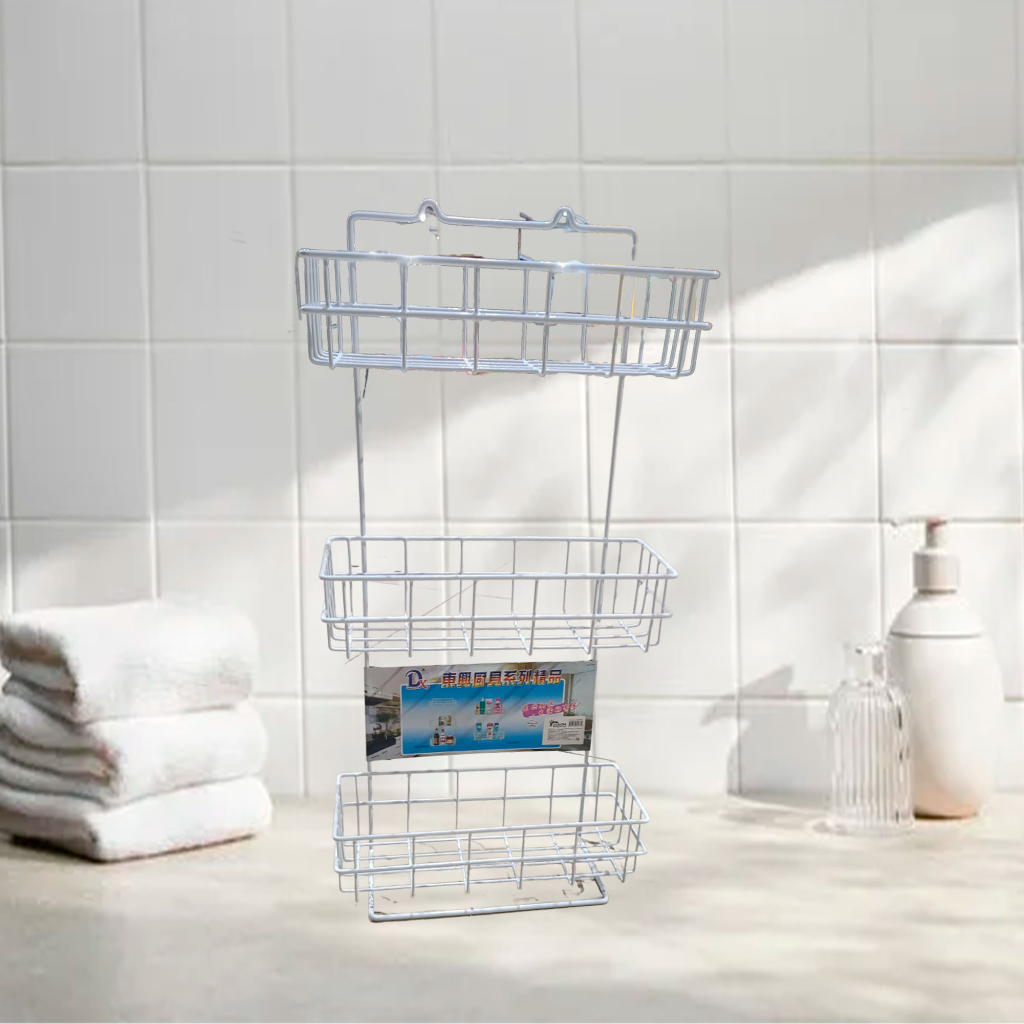 Полка для ванной прямая 3-х ярусная 10,5х26х53см РД25339
