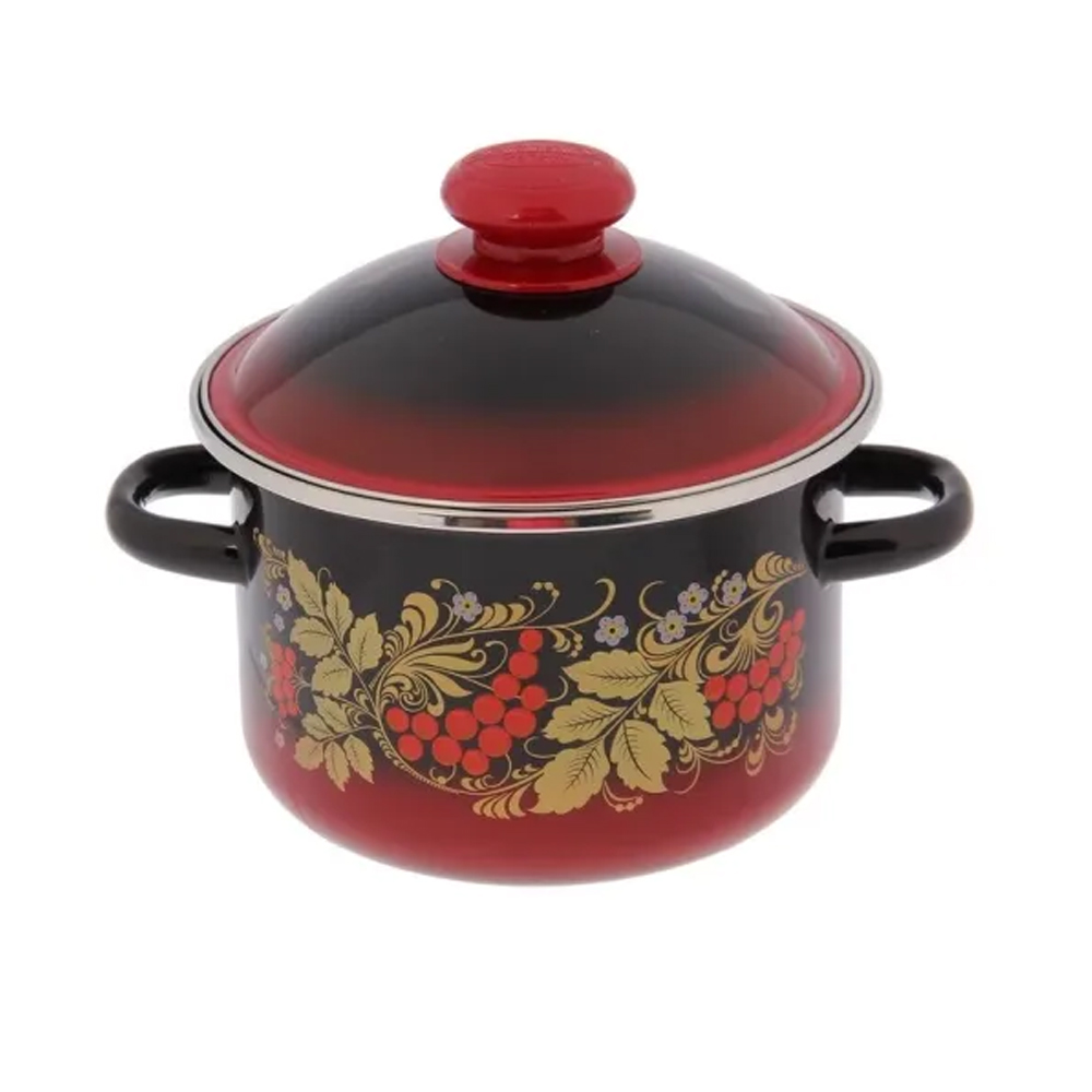 Кастрюля эмалированная сталь  4,0л, с крышкой Рябинушка