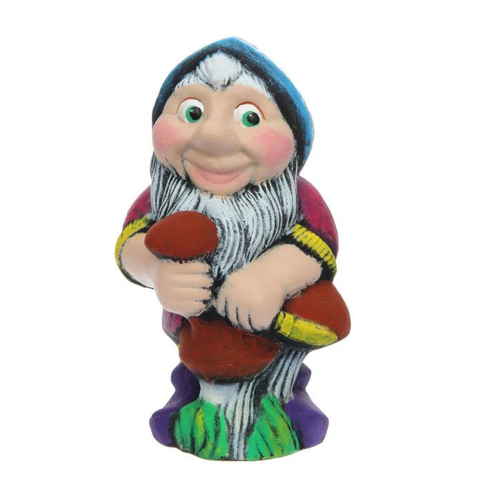 Фигурка садовая Гном с грибами Рисованный 23х36см