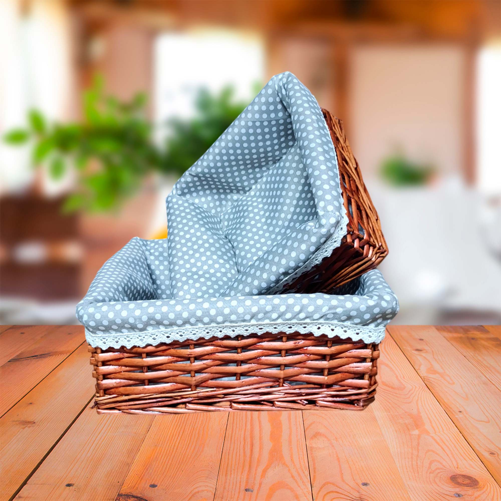 Набор корзин для хранения с тканью из 2 предметов 23х23х9см, 28х28х11см РД82096