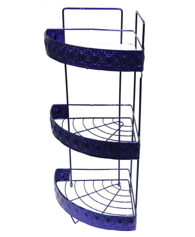 Полка угловая 3 ярусная 53х22х22см Орнамент фиолетовый металлик JC-4423/G006-3 