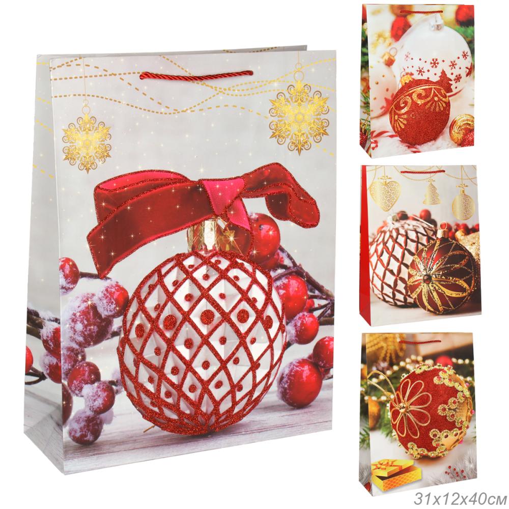Пакет подарочный 31х40х12 100-1L Новый год 