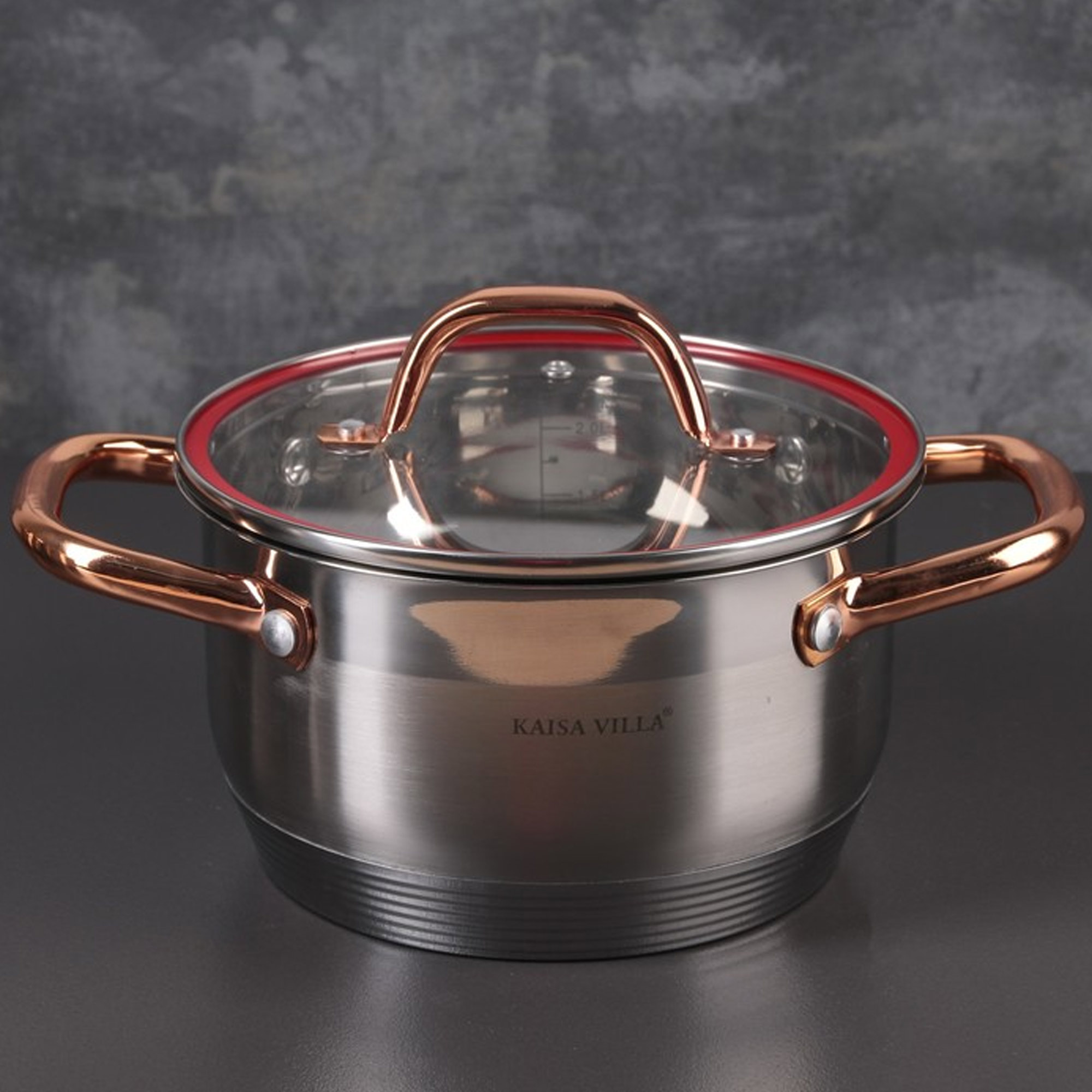 Кастрюля нержавеющая сталь  3,6л 20см, крышка стекло РД52674