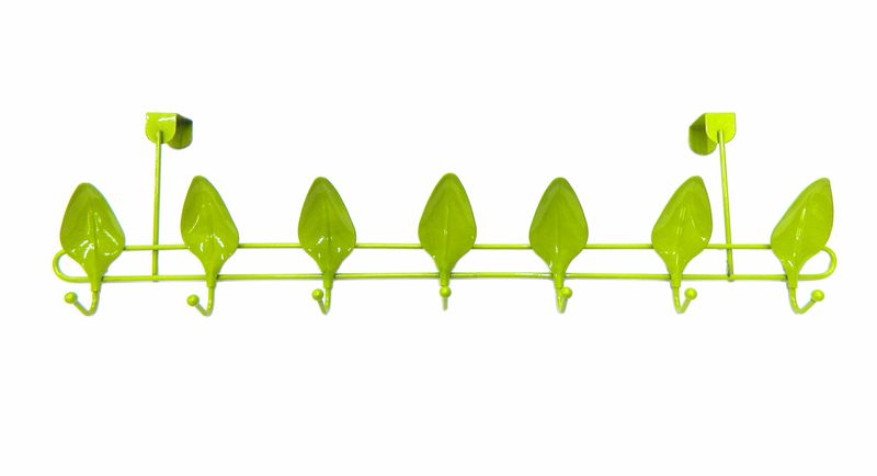 Вешалка на дверь 7 крючков с подвесом  Листок 21х68х10см (зелёный перламутр) JC-1132 (48)