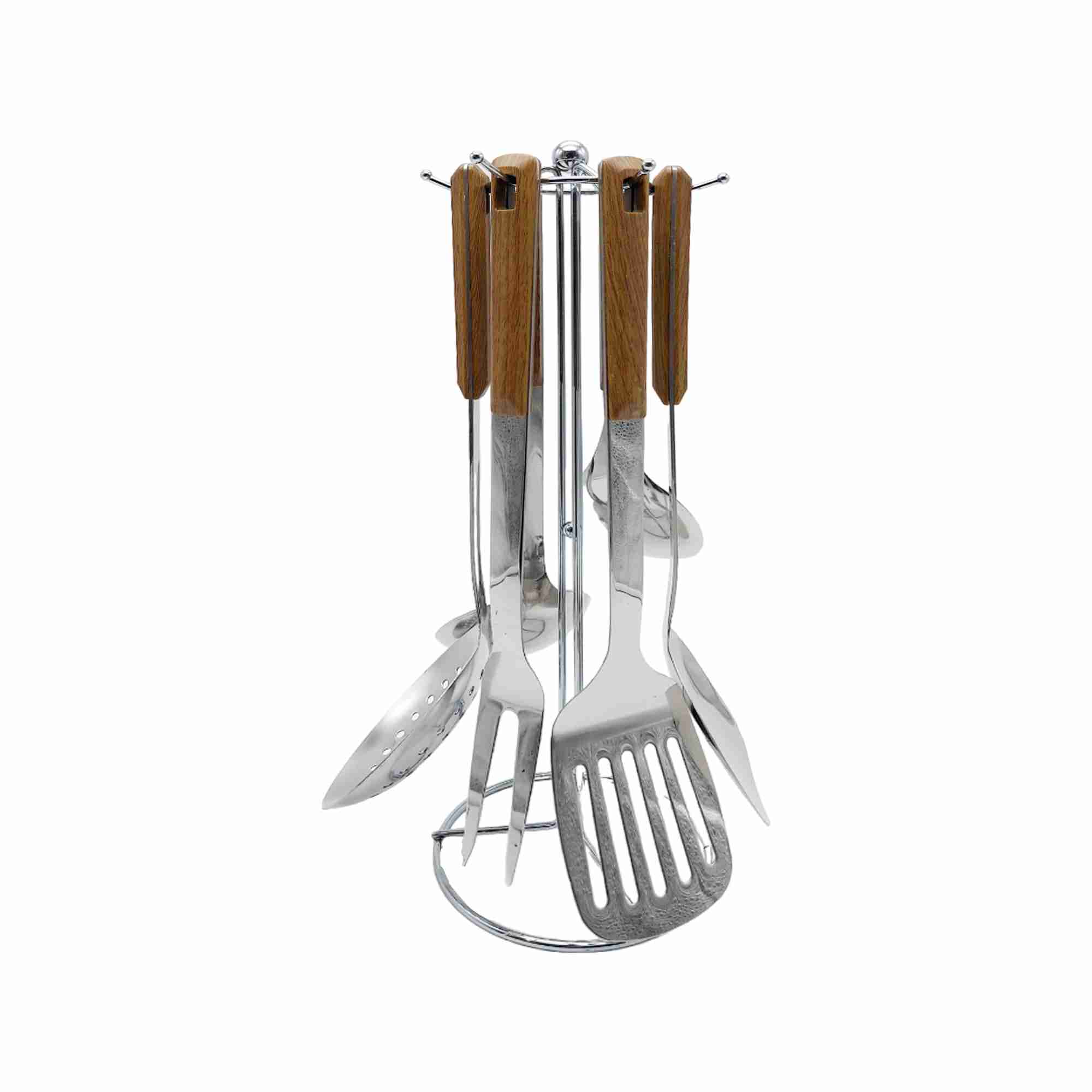 Набор кухонных принадлежностей 6 предметов, металлическая подставка РД63569