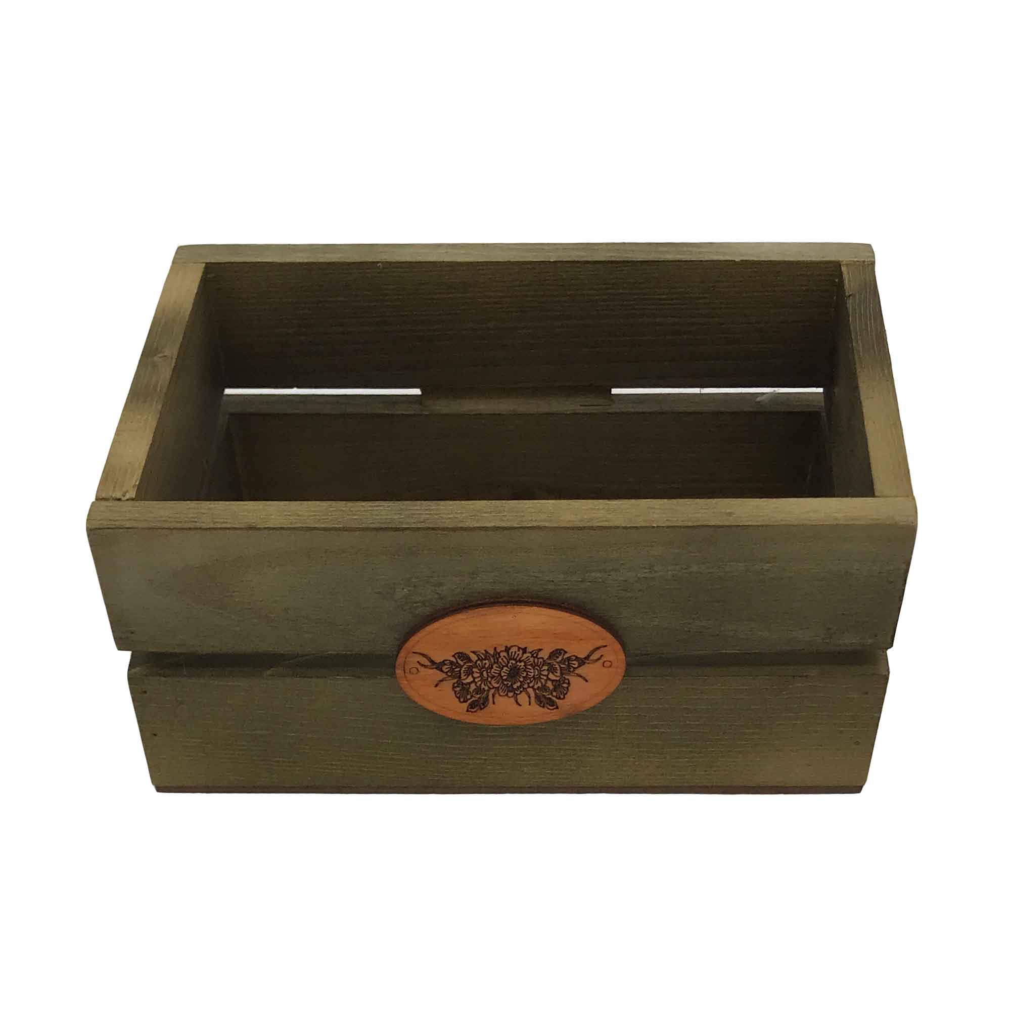 Ящик декоративный окрашенный с медальоном 20х12х9см ДомВуд Орех Сосна С56/Д56