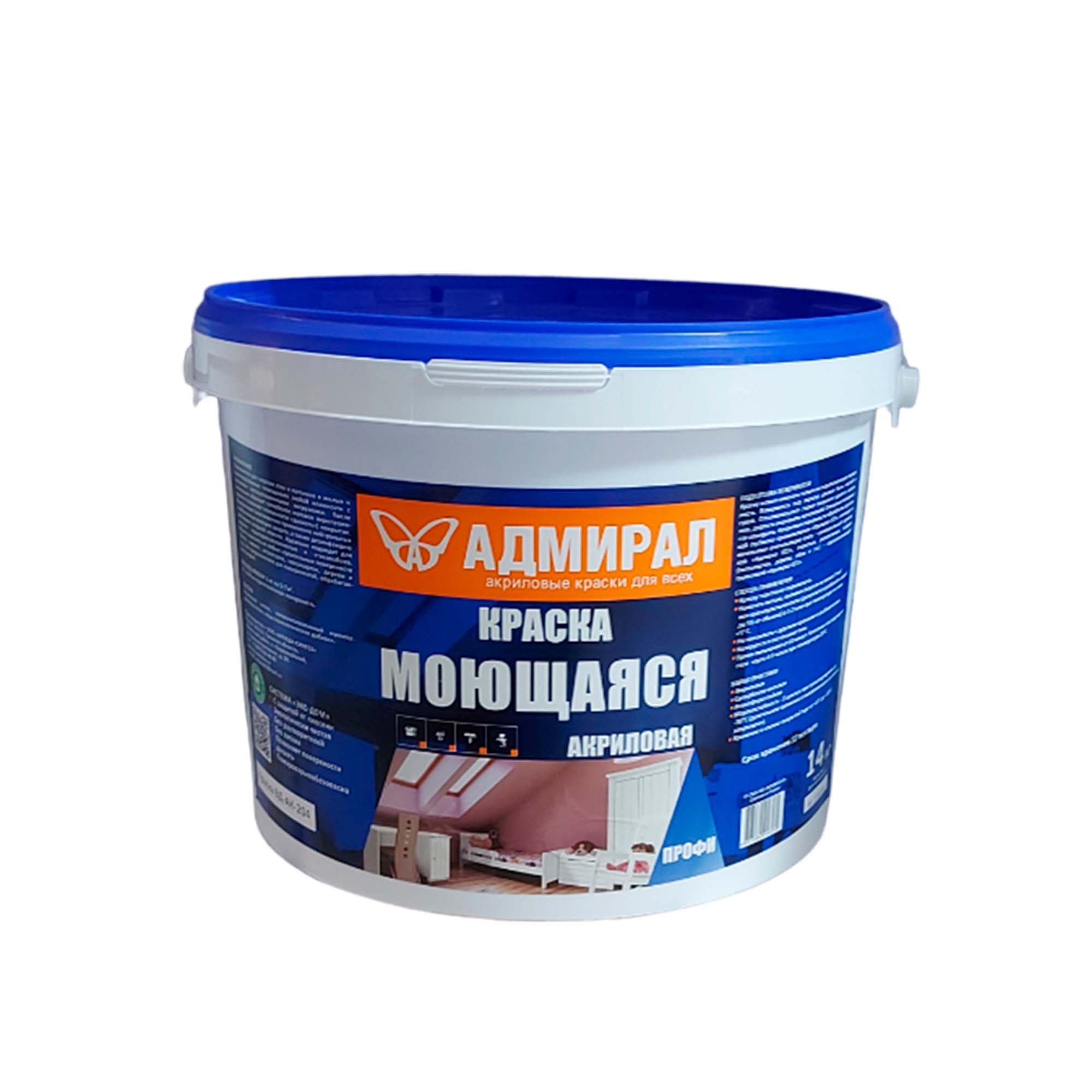 Краска водоэмульсионная 3кг Профи моющаяся Адмирал