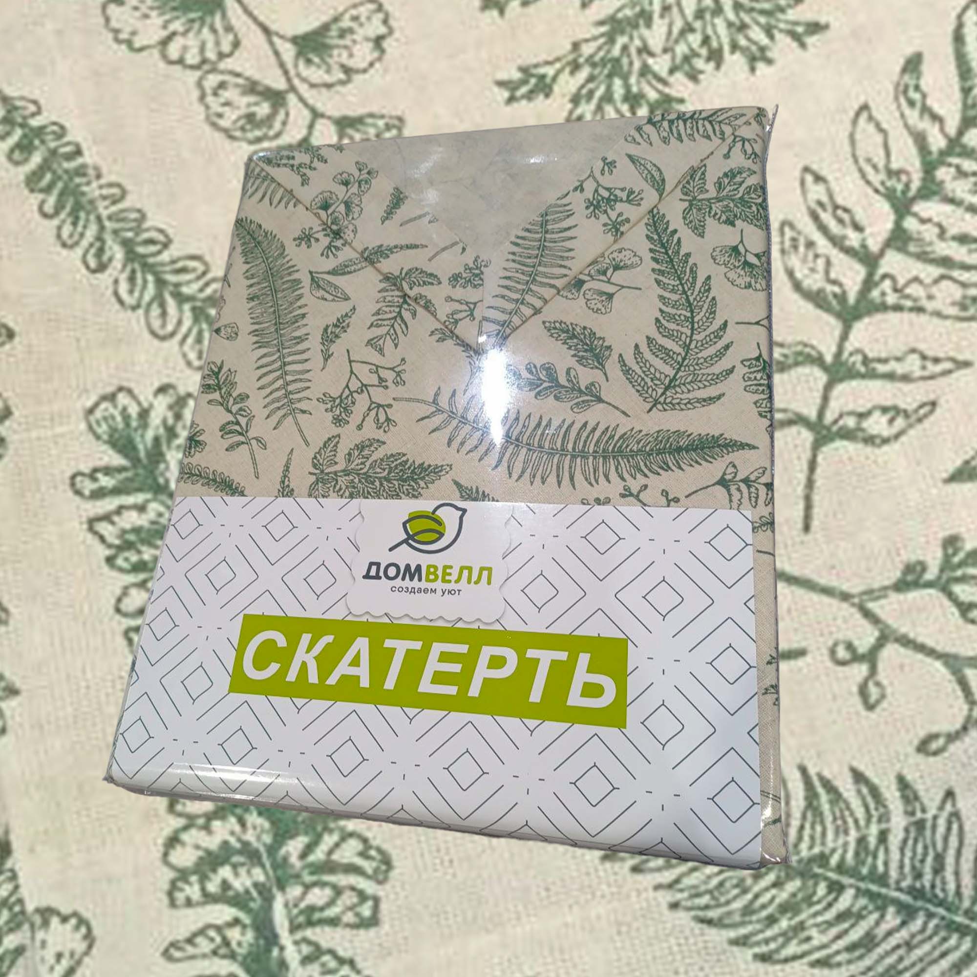 Скатерть с отстрочкой 135х180 ДомВелл хлопок Травы 