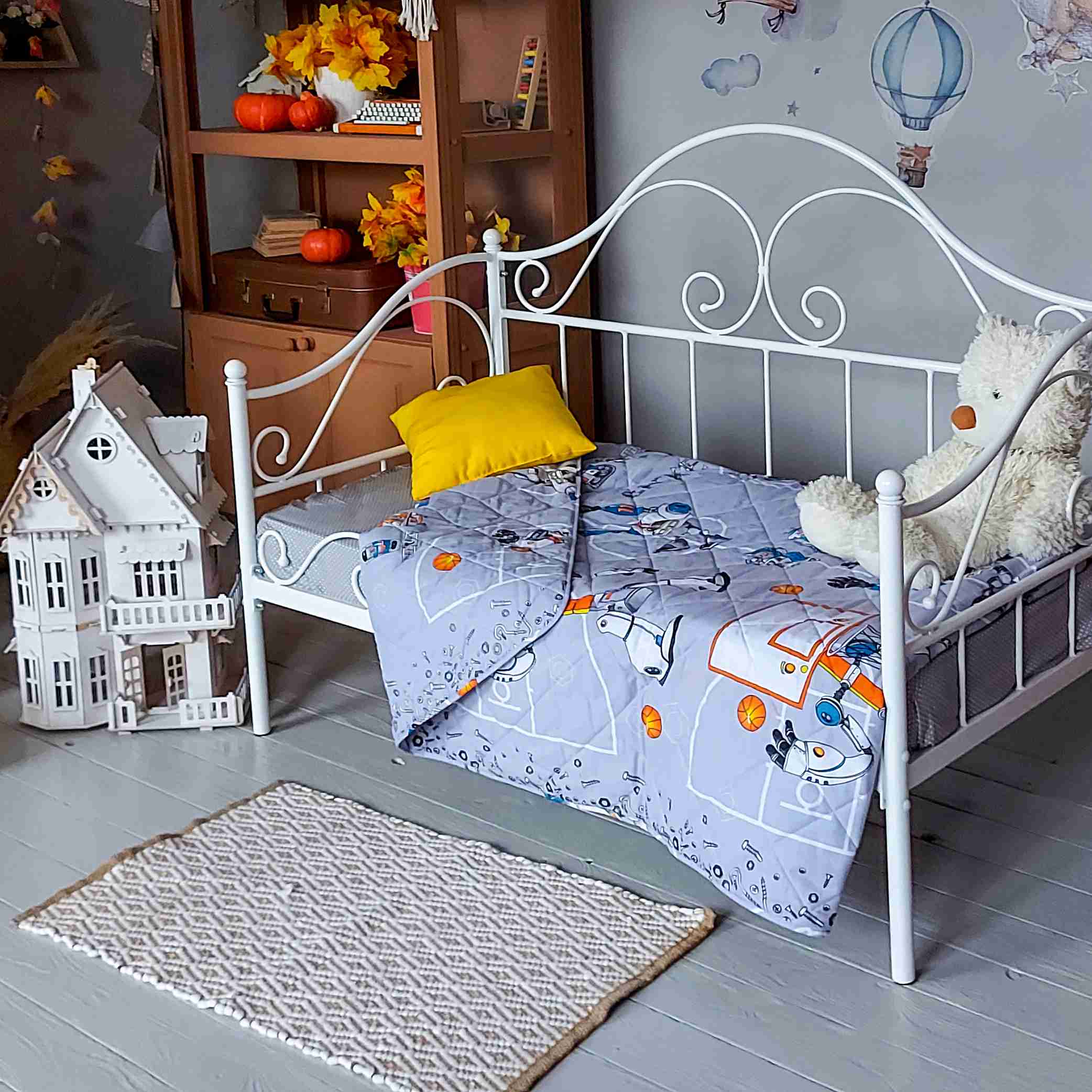 Покрывало стёганное 150*215 ДомВелл (Бязь) Детство 7419/1 Роботы