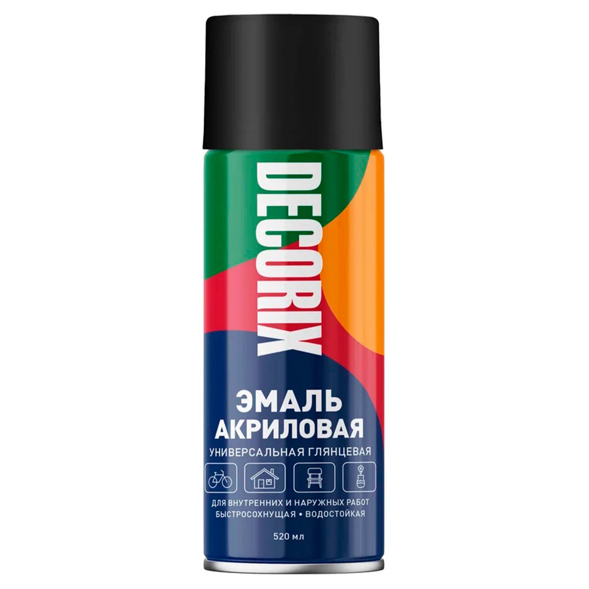Эмаль аэроз. 520мл черный глянцевый универсал DECORIX (А01 gloss black)