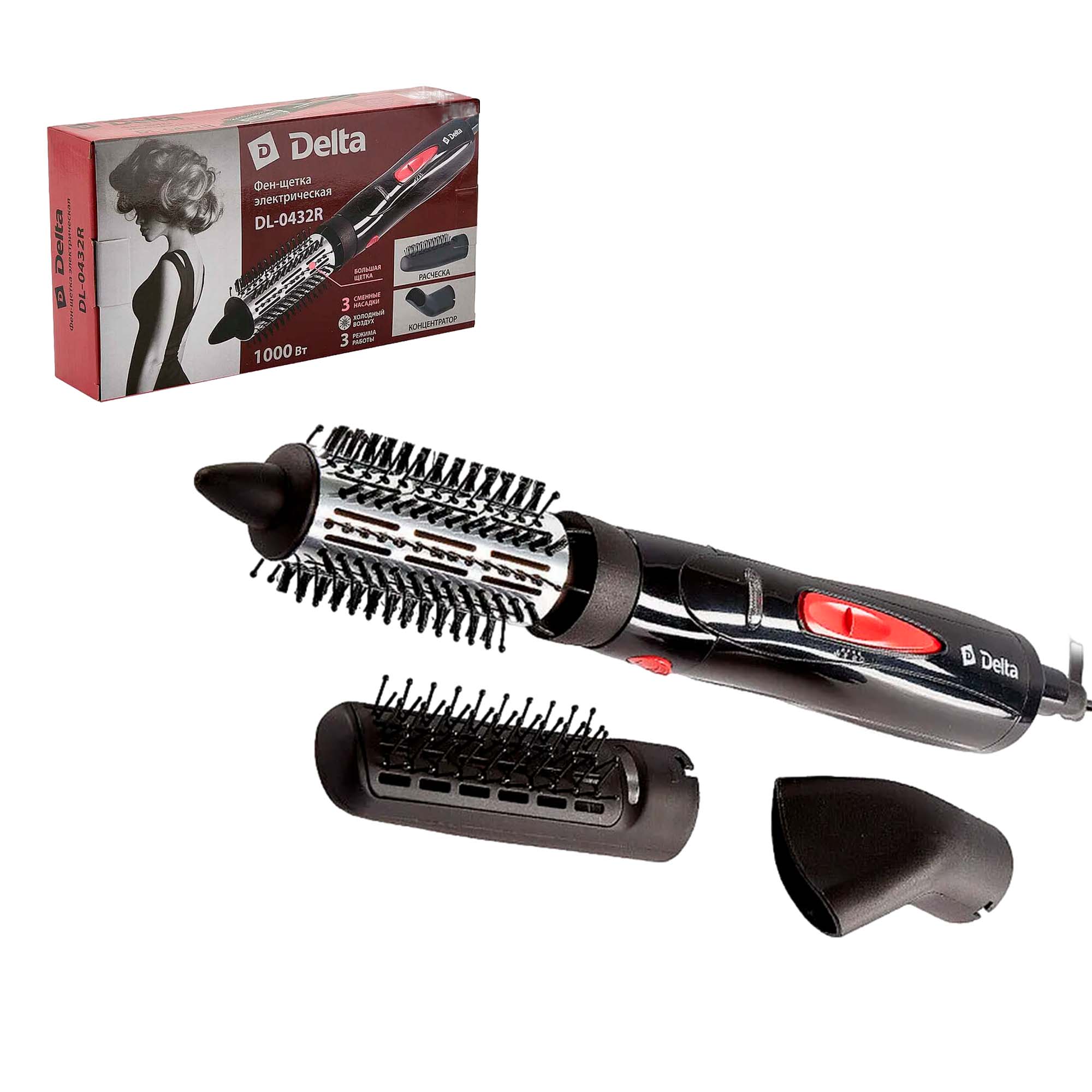 Фен-щетка 1000Вт DELTA DL-0432R  