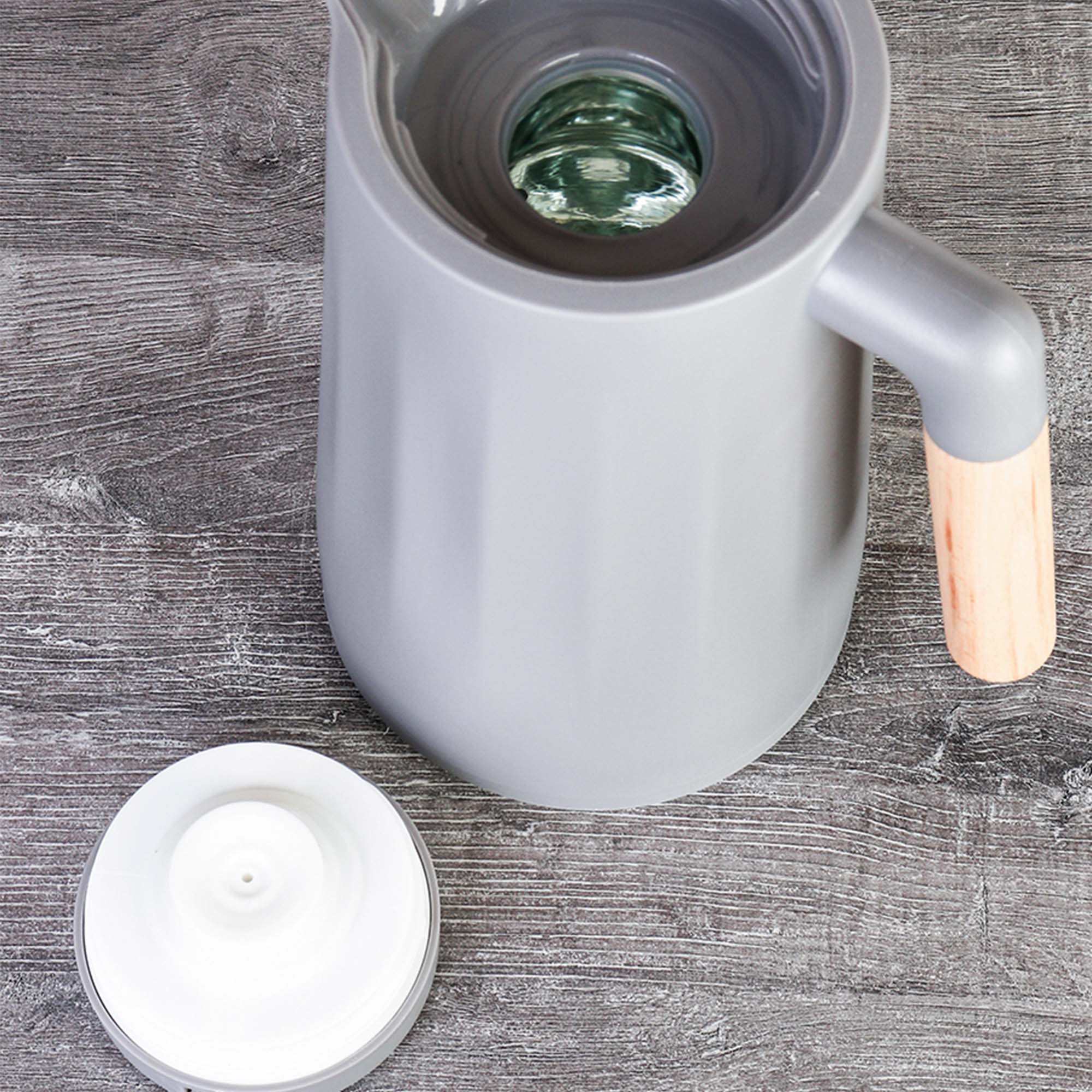 Термос-кувшин 1л с деревянной ручкой Грани KGR-921 Серый