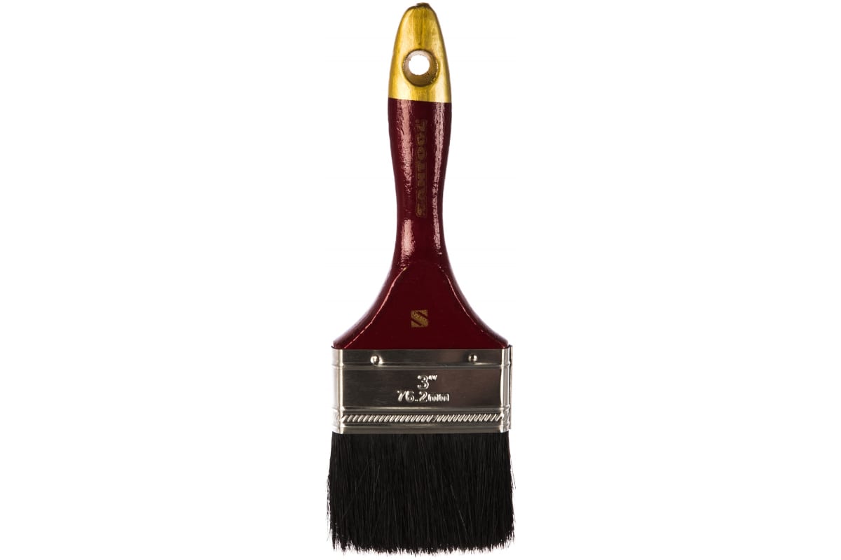 Кисть плоская 3" МАСТЕР  черная натуральная щетина деревянная ручка
