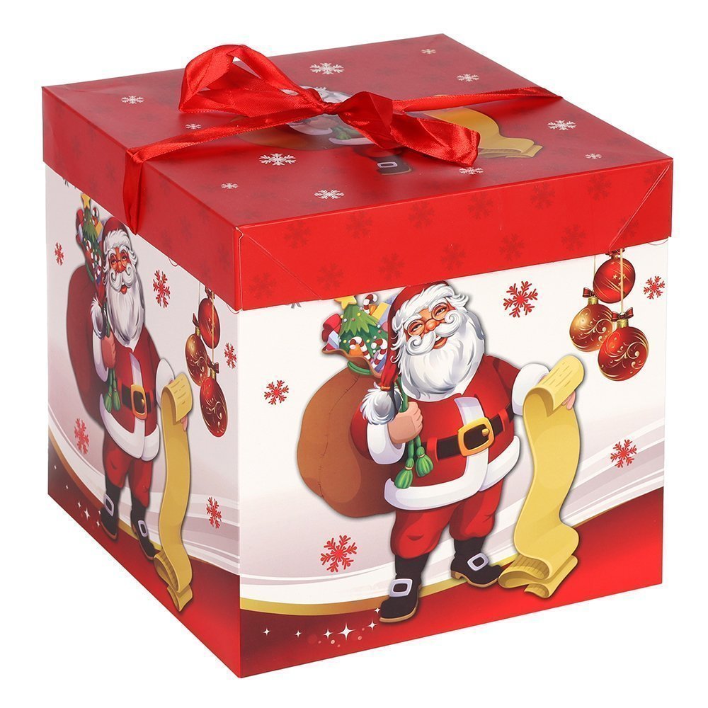Коробка подарочная 22x22x22 см складная 120-L Новый год  Коробка подарочная 22x22x22 см складная 120-L Новый год