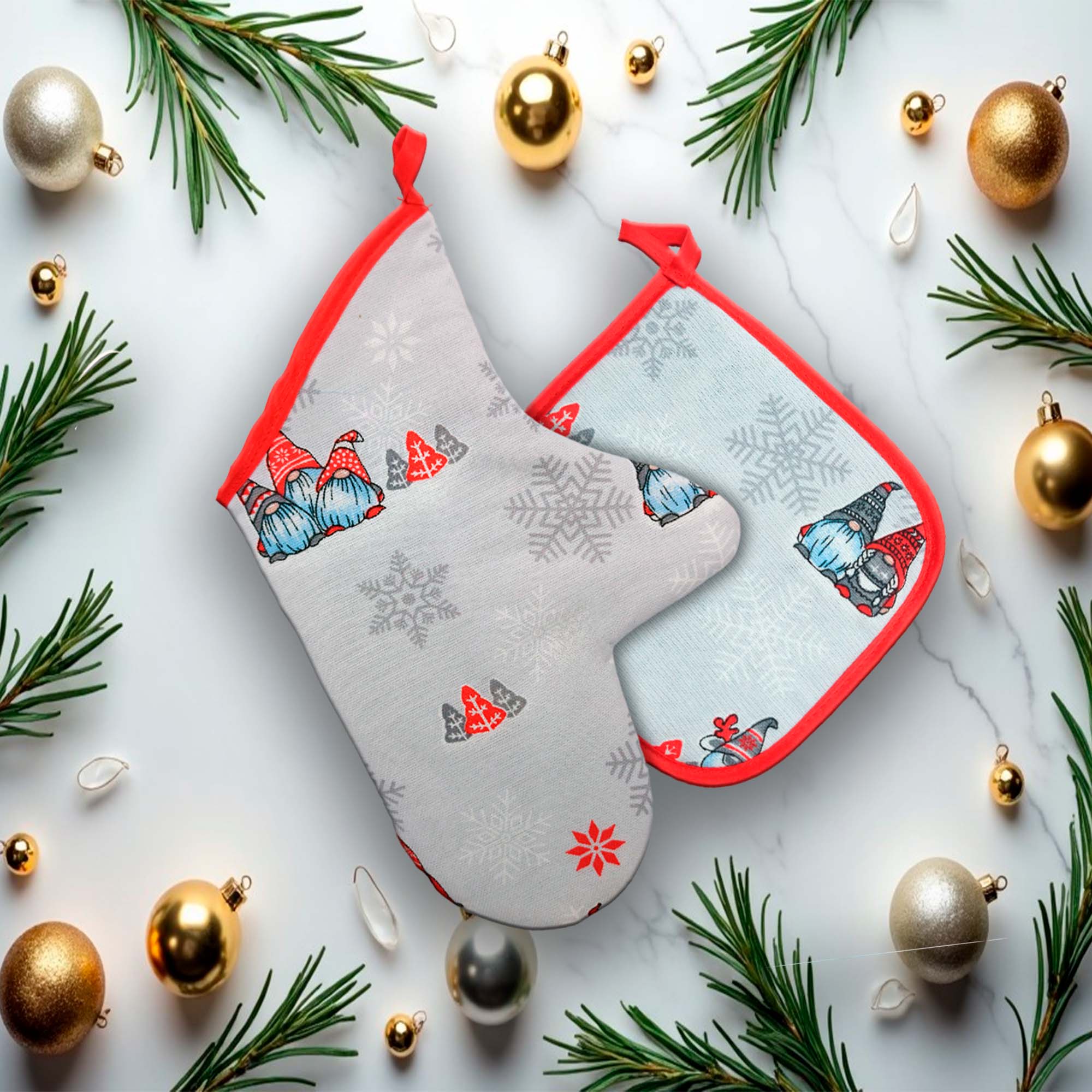 Набор кухонный 2пр. ДомВелл 51426 Лесные гномы (варежка+прихватка)