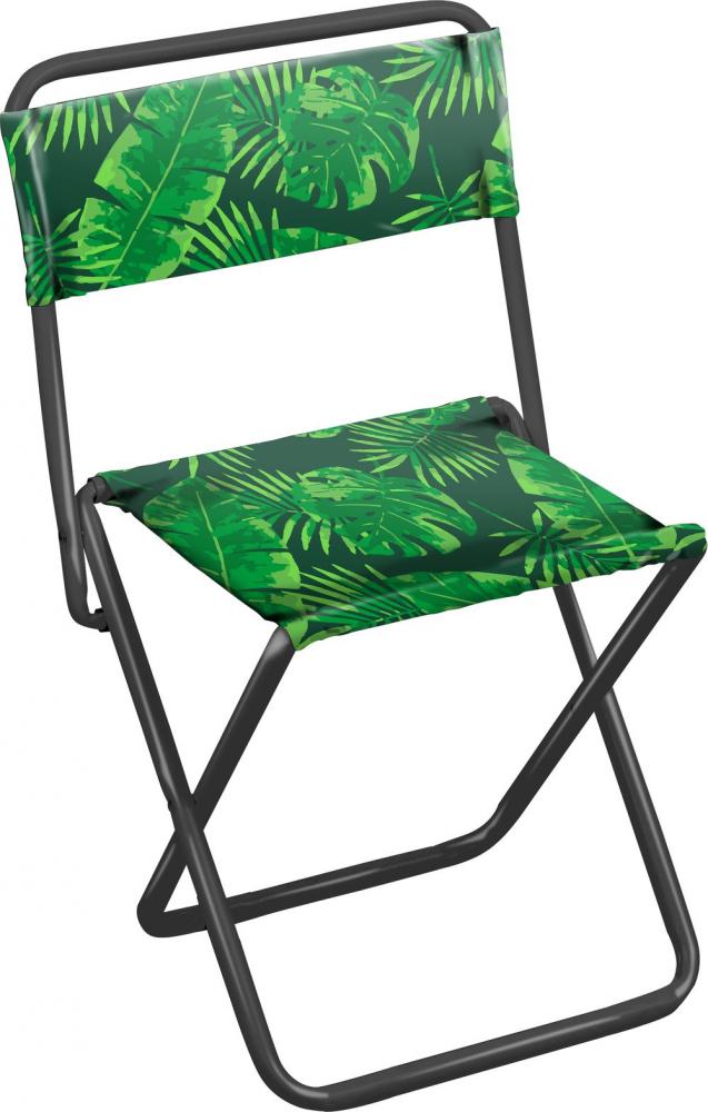 Стул складной, со спинкой ПС2/2 с тропическими листьями темный