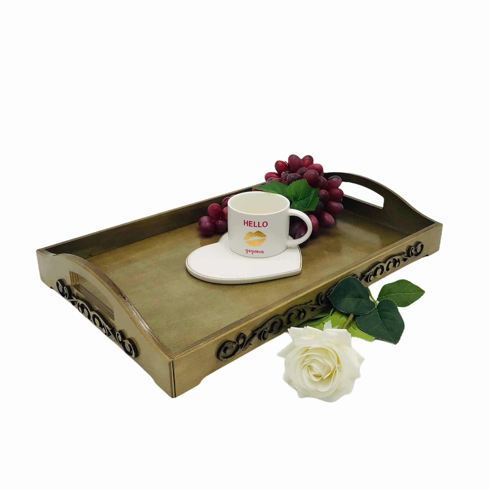 Поднос 41,8х27,5х7см декоративный прямоугольный ДомВуд Экошпон Ф132/Д132