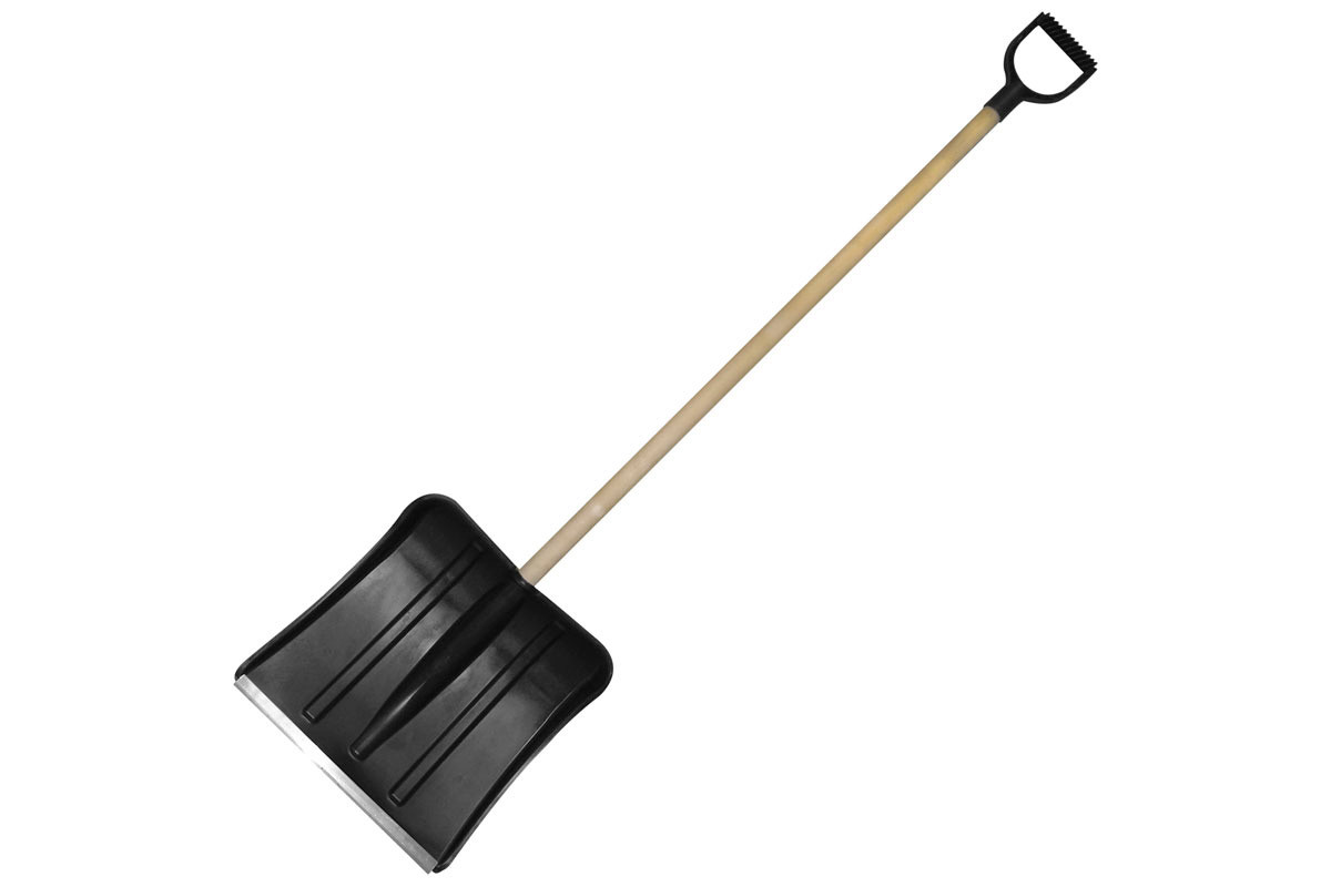 Лопата для снега "Аляска" 36х36см с V ручкой, деревянный черенок